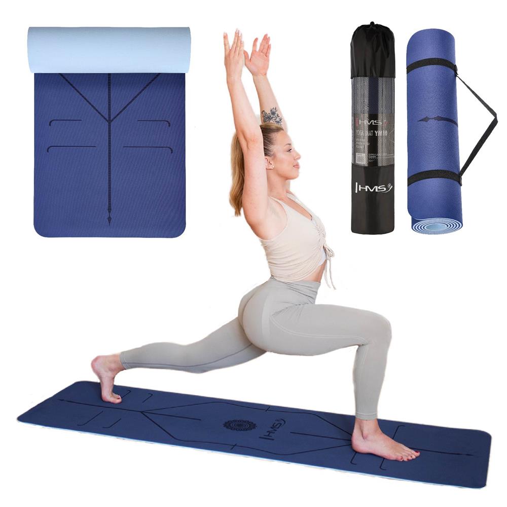 Yogamatte 183 x 61 x 0,8 cm Fitnessmatte Blau Gymnastikmatte rutschfest | HMS YM10