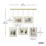 Umbra Exhibit Foto Collage Bilderrahmen, für 5 Fotos (2x 10x15cm und 3x 13x18cm), in Messing