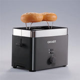 GRAEF TO62 2-Scheiben-Toaster Schwarz Brötchenaufsatz Auftaufunktion wärmeisoliertes Gehäuse