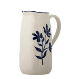 Bloomingville Eimy Krug 1898 ml blau - Steingut Krug mit Blumenmotiv für Küche & Tischdeko