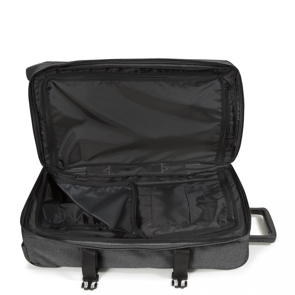 Eastpak TRANVERZ M, Reisetrolley, Black Denim (grau), 78L, Rollkoffer mit 2 Rädern und TSA-Schloss