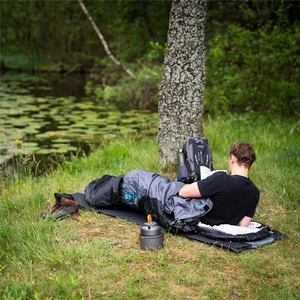 NILS CAMP Ultra Light Schlafsack Schwarz-Blau - leichter Sommerschlafsack für Camping & Trekking