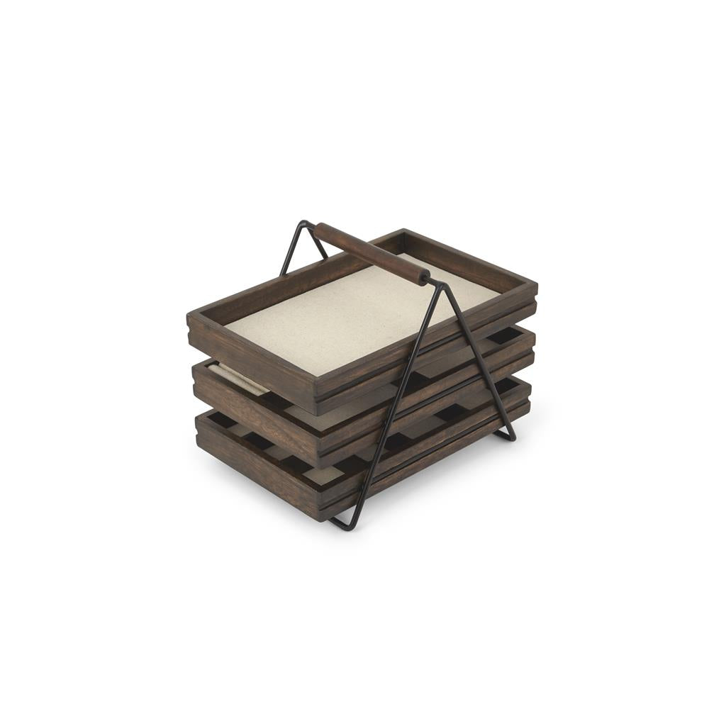 Umbra Terrace Schmucktablett Holz Schmuckkästchen mit drei Schubfächer für Ringe Armbänder Ketten Uhren und Mehr
