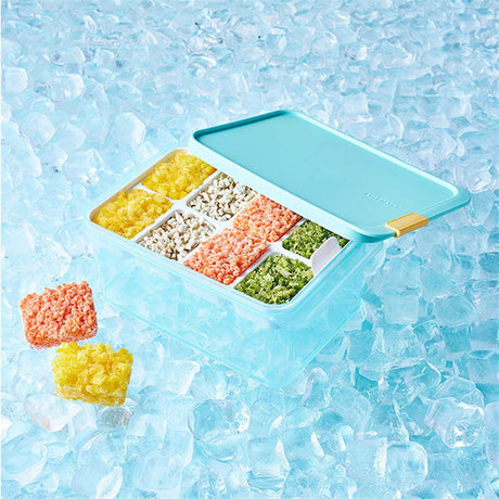 LocknLock Freezer Fit Vorratsdose 1,65 L mit 8er Eiswürfelportionierer - Frischhaltedose, Gefriergeeignet