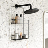 Umbra Cubiko Duschregal, Duschablage, Dusch Caddy mit 2 Ablagefächern aus Metall in Schwarz