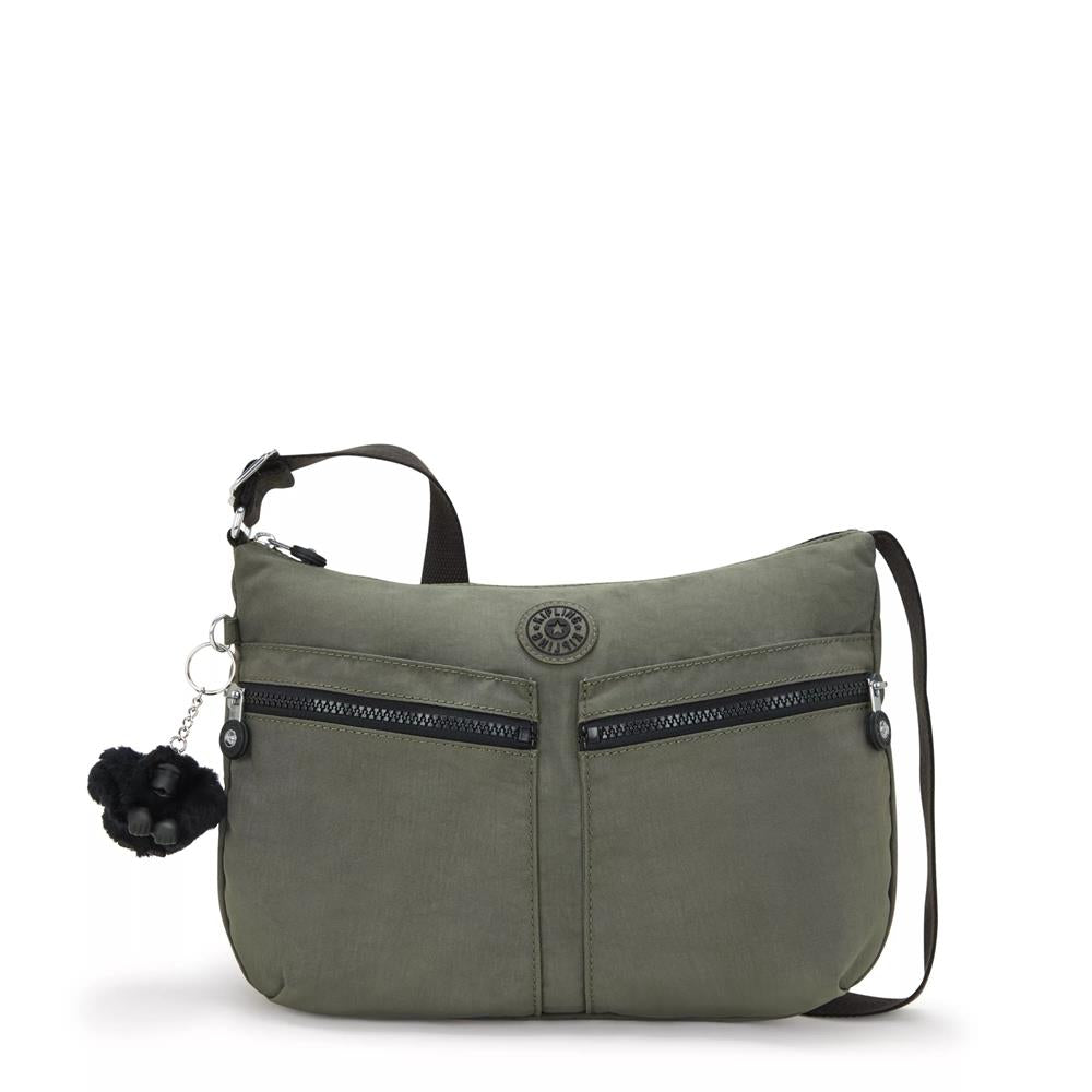 Kipling IZELLAH, mittelgroße Schultertasche, Green Moss (grün), Umhängetasche mit viel Stauraum