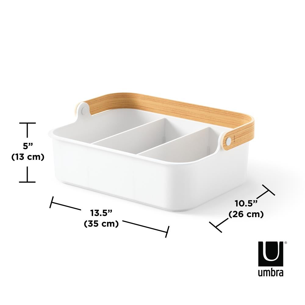 Umbra Bellwood Vorratsschrank Organizer mit 3 Fächern, großer Aufbewahrungsbehälter in Weiß/Natur