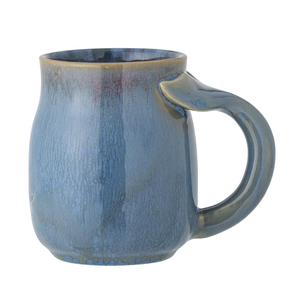 Bloomingville Rinat Tasse blau 550 ml aus Steingut – große Kaffeetasse mit Henkel für Küche