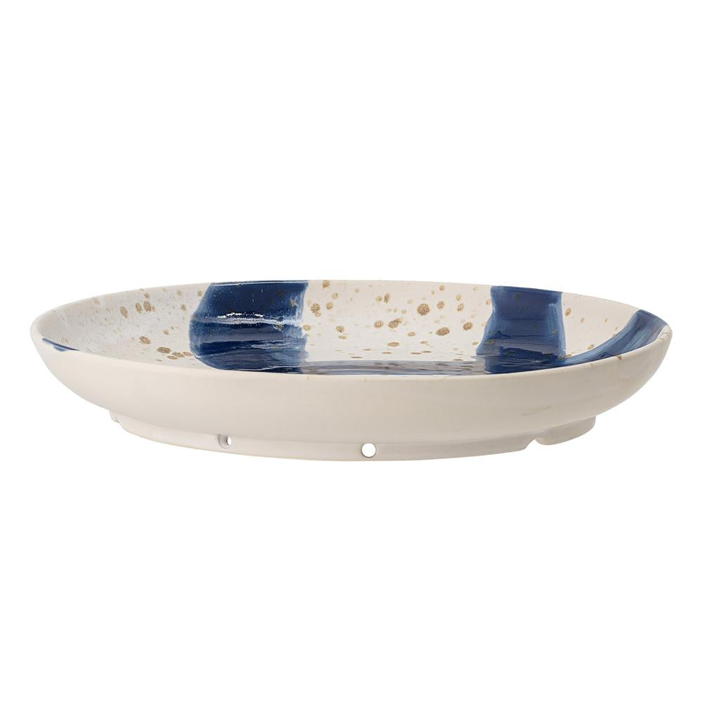 Bloomingville Ozcar Wanddekoration, blauer Steingut-Teller, nordisches Design