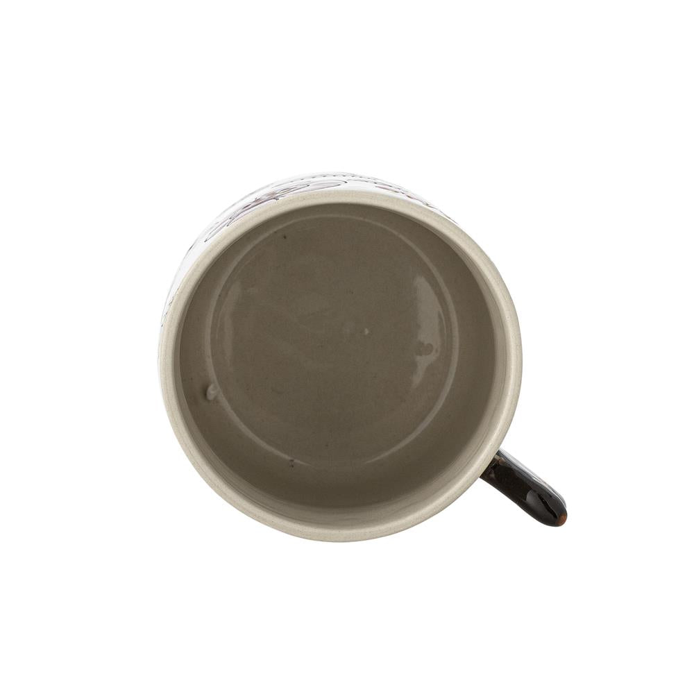 Bloomingville Vivielle Tasse 4er Set 325 ml D8,5 cm beige - Steinguttassen mit Vogelmotiv für Küche