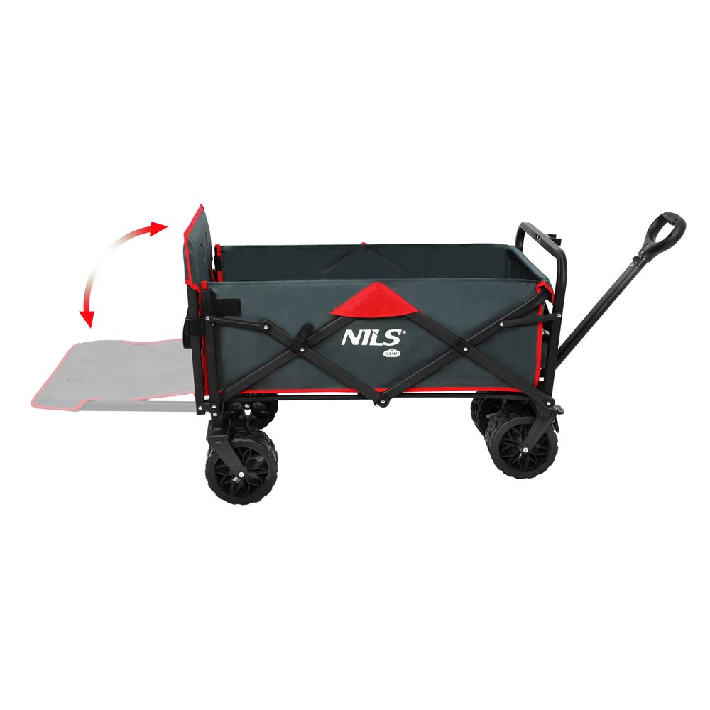 NILS CAMP Bollerwagen faltbar 160L in Anthrazit - Campingwagen für Strand & Garten