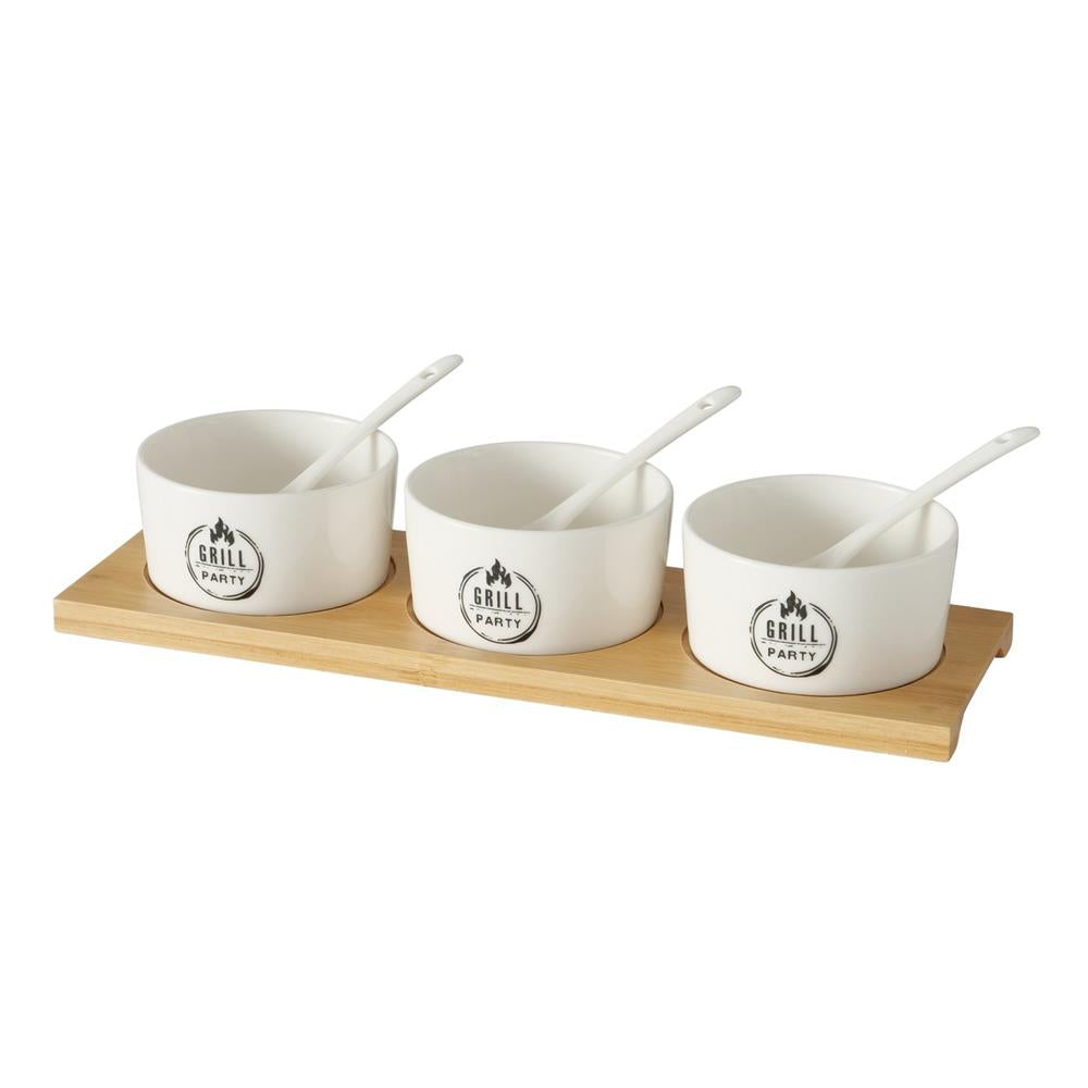 BOLTZE Schale Conny 7-tlg. Set Bambus Keramik modern 500ml spülmaschinengeeignet
