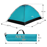 NILS CAMP Zelt für 2 Personen in Blau - kompaktes Campingzelt für Outdoor, Trekking, Festival & Reisen