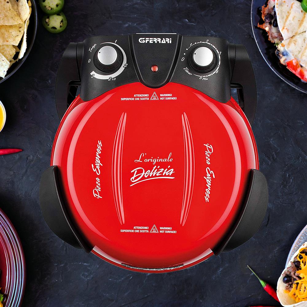 G3Ferrari elektrischer Pizzaofen Delizia 1200 W für Pizza Ø 31cm rot Pizzamaker mit feuerfestem Naturstein