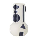 Bloomingville Graphica Vase aus Steingut in Blau – grafische Deko Vase fürs Wohnzimmer