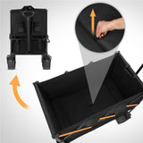 NILS CAMP Bollerwagen XXL 160L in Schwarz Orange - faltbarer Campingwagen mit Netzablage