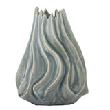 Bloomingville Dilara Vase blau - Steingut Vase skulptural für Wohnzimmer Tischdeko Deko