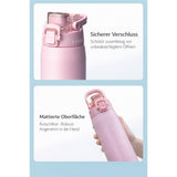 LocknLock Edelstahl Trinkflasche 720ml Pink, One-Touch-Öffnung, Einhandbedienung, Tragegriff