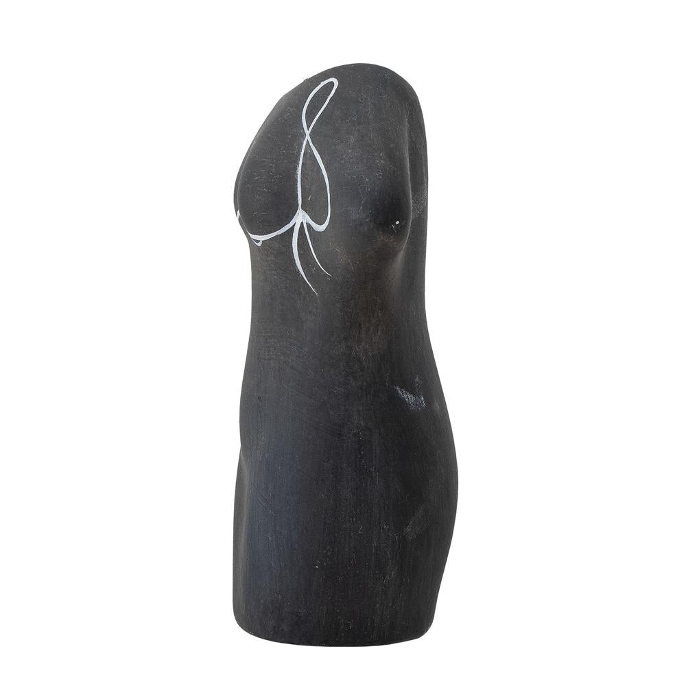 Bloomingville Lulu Deko‑Vase schwarz aus Terrakotta – skulpturale Vase für Wohnzimmer & Tischdeko