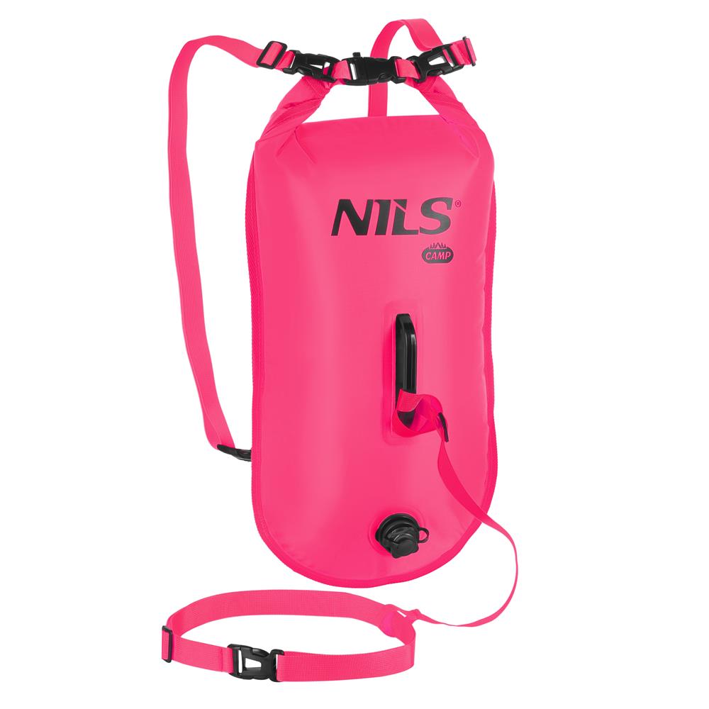 NILS CAMP Schwimmboje 3-in-1 Dry Bag 28L pink Rucksack für Outdoor Wasser Sport
