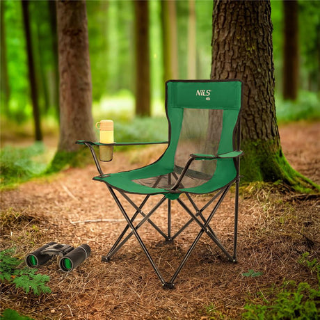 NILS CAMP Campingstuhl klappbar Grün - leichter Klappstuhl für Garten, Strand, Festival & Camping
