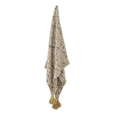 Bloomingville MINI Filipa Kuscheldecke Blumenmotiv 160 x 130 cm mit recycelter Baumwolle mit Quasten