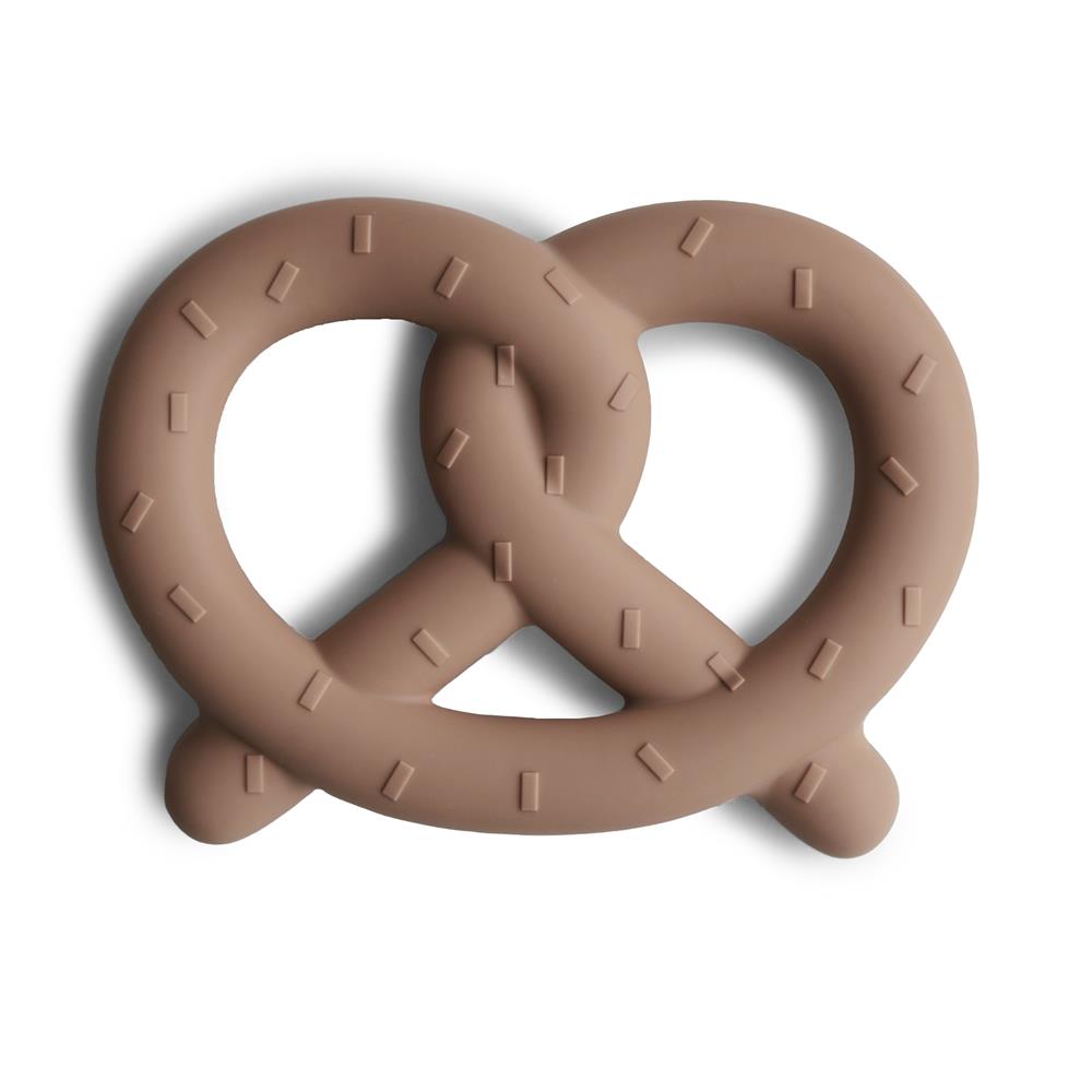 Mushie Beißring Brezel, Braun, aus Silikon, BPA-frei