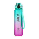 NILS CAMP Trinkflasche Tritan 950 ml türkis-pink mit Fruchteinsatz für Sport Outdoor