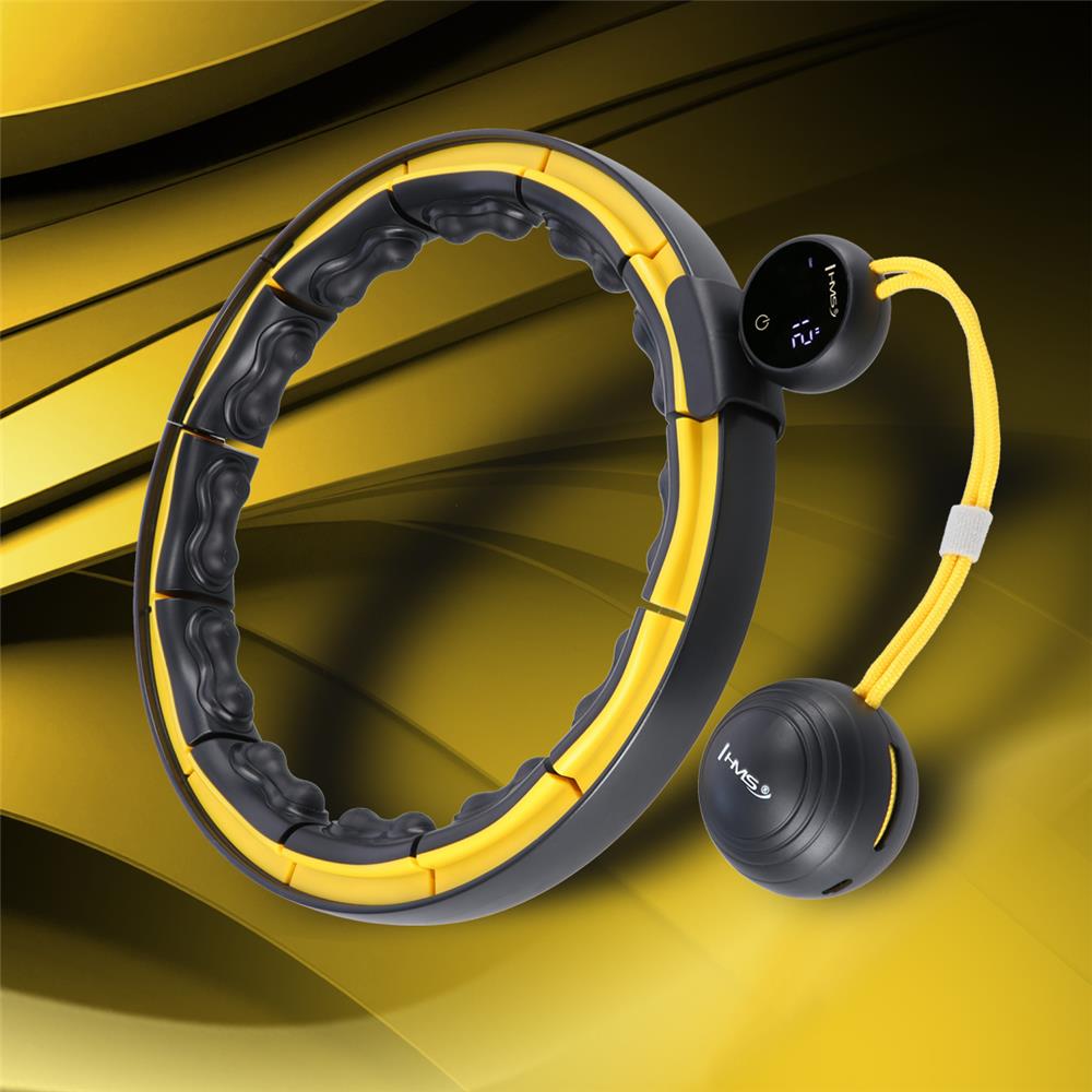 Hula Hoop Reifen mit LCD-Zähler, Magneten und Gewicht Schwarz/Gelb | HMS HHM21