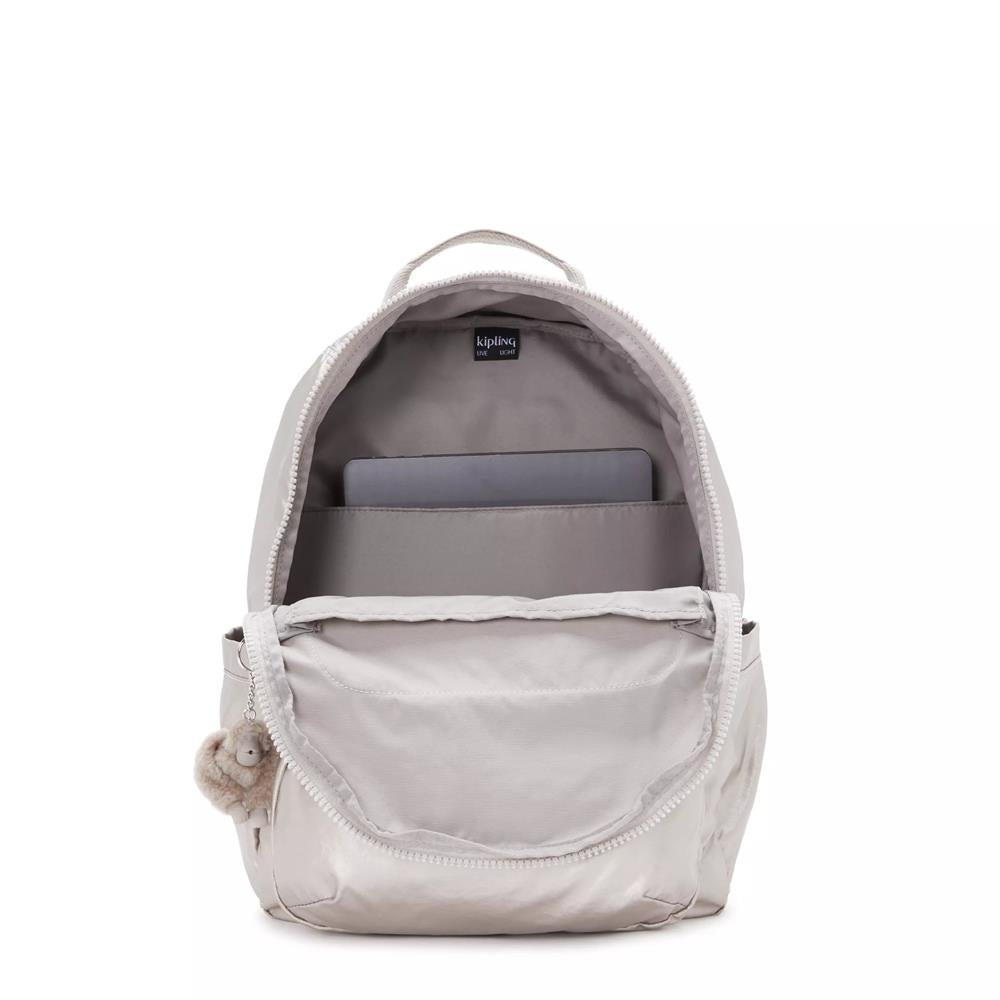 Kipling SEOUL, großer Rucksack, Metallic Glow (beige), Laptoprucksack 15 Zoll mit viel Stauraum
