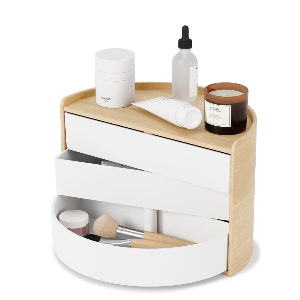 Umbra Moona Schmuckaufbewahrung Makeup Organizer und Accessoire Organizer mit drehbaren Schubfächern