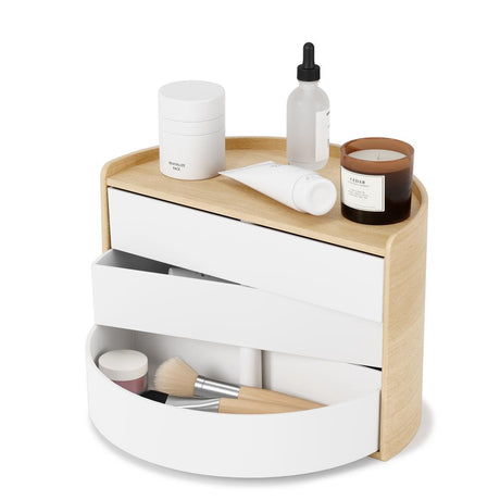 Umbra Moona Schmuckaufbewahrung Makeup Organizer und Accessoire Organizer mit drehbaren Schubfächern