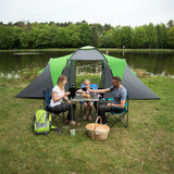 NILS CAMP Highland Zelt für 6 Personen Grau-Grün - großes Familienzelt mit Vorraum für Camping & Outdoor