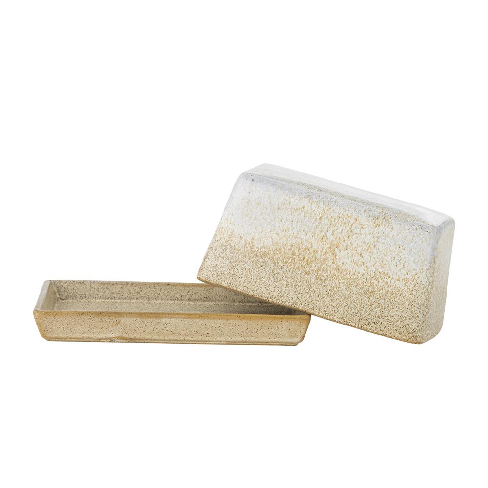 Bloomingville Paula Butterdose Natur Steingut mit Deckel