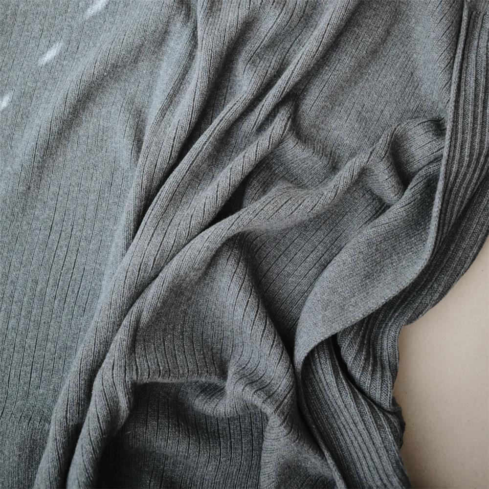 Mushie Gestrickte Babydecke Rippenmuster, Gray Melange, aus 100% Bio-Baumwolle