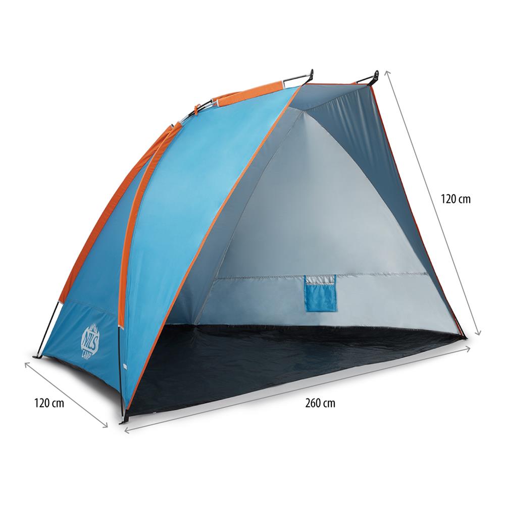 NILS CAMP Strandzelt XXL blau für Strand Camping und Garten UV Schutz großes Familienzelt