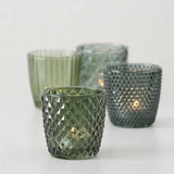 BOLTZE Windlicht Marilu 4er Set Grün Glas Rund 8 x 8 cm