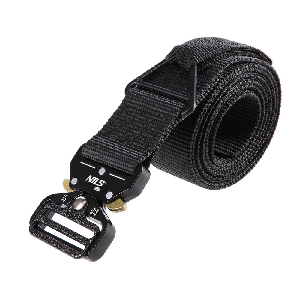 NILS CAMP Taktischer Gürtel 125 cm Schwarz Cobra Schnalle Oxford Gewebe