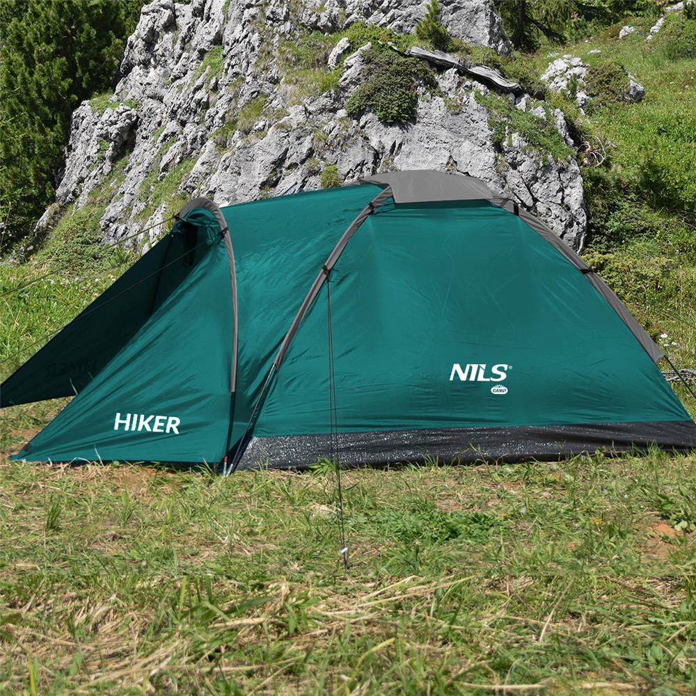NILS CAMP Hiker Zelt für 2 Personen in Grün - kompaktes Campingzelt mit Vorraum für Camping & Outdoor