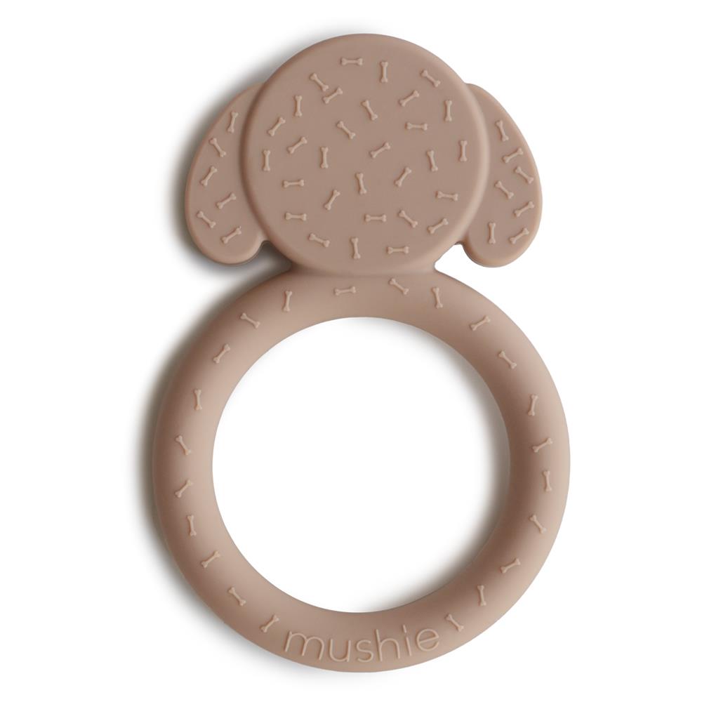 Mushie Beißring Hund, Braun, aus Silikon, BPA-frei