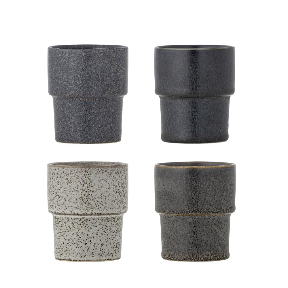 Bloomingville Ewan Tasse aus Steingut in Braun 150 ml – 4er Set für Küche und Tischdeko