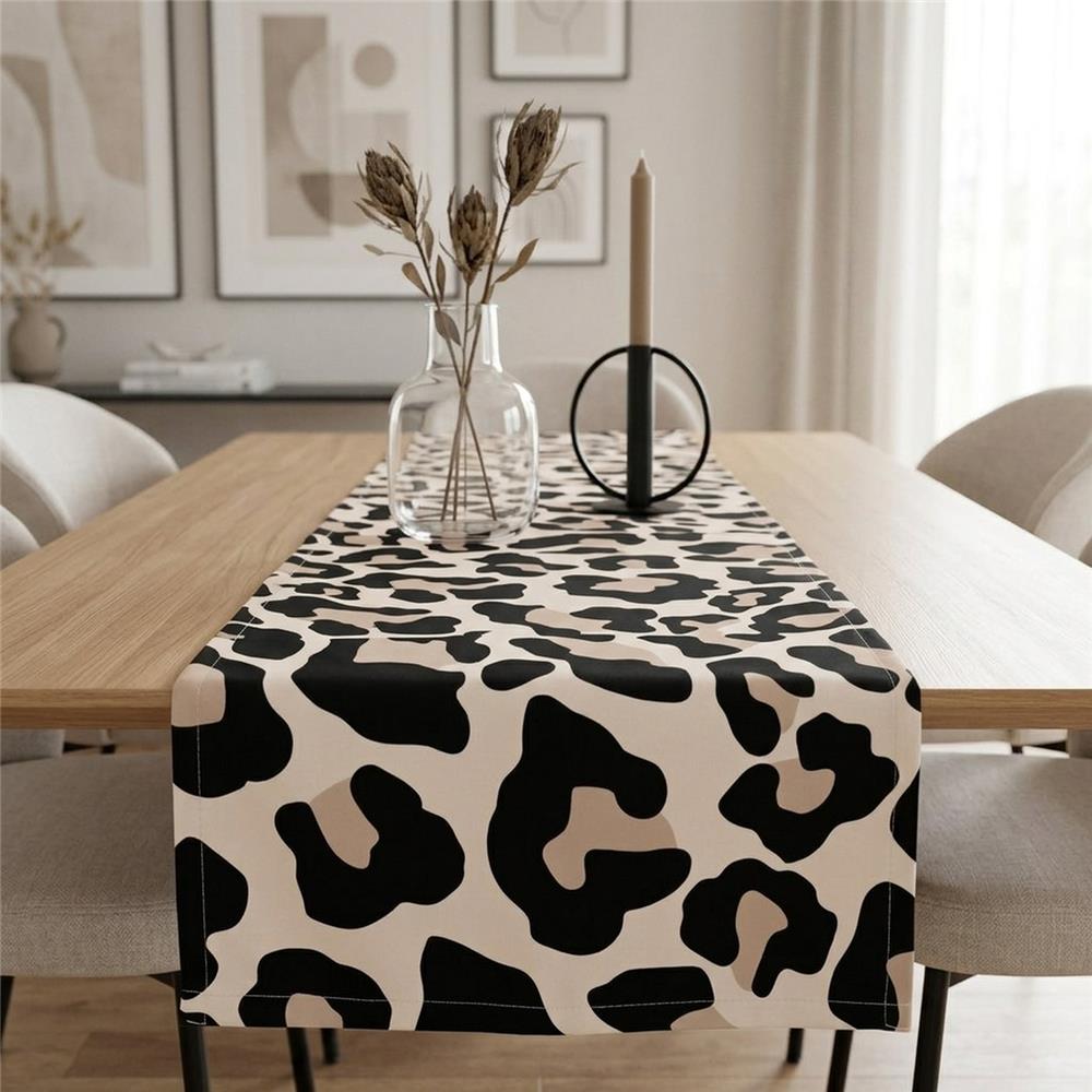 BOLTZE Tischläufer Leony Polyester Leopard Print braun schwarz 140x40 cm