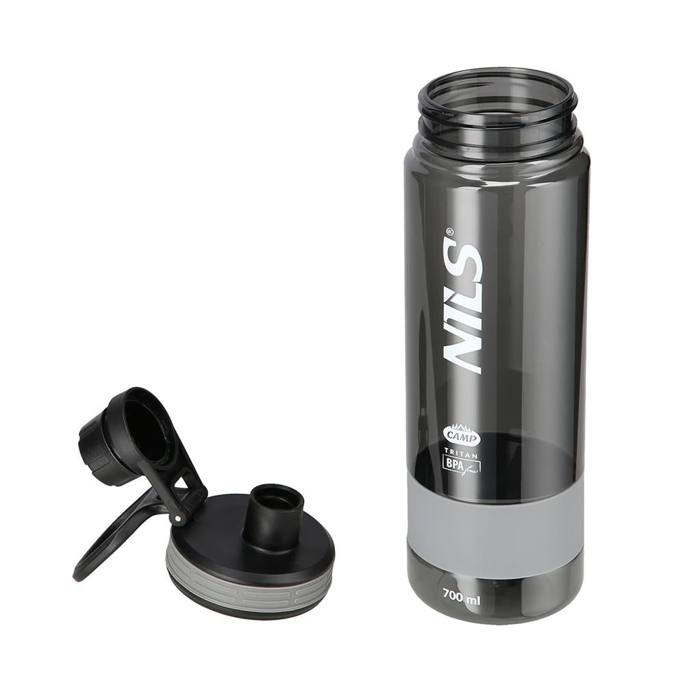 NILS CAMP Trinkflasche Tritan 700 ml grau für Camping Outdoor Sport Reisen
