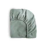 Mushie Musselin-Kinderbettlaken, Roman Green, 100x40cm Spannbettlaken