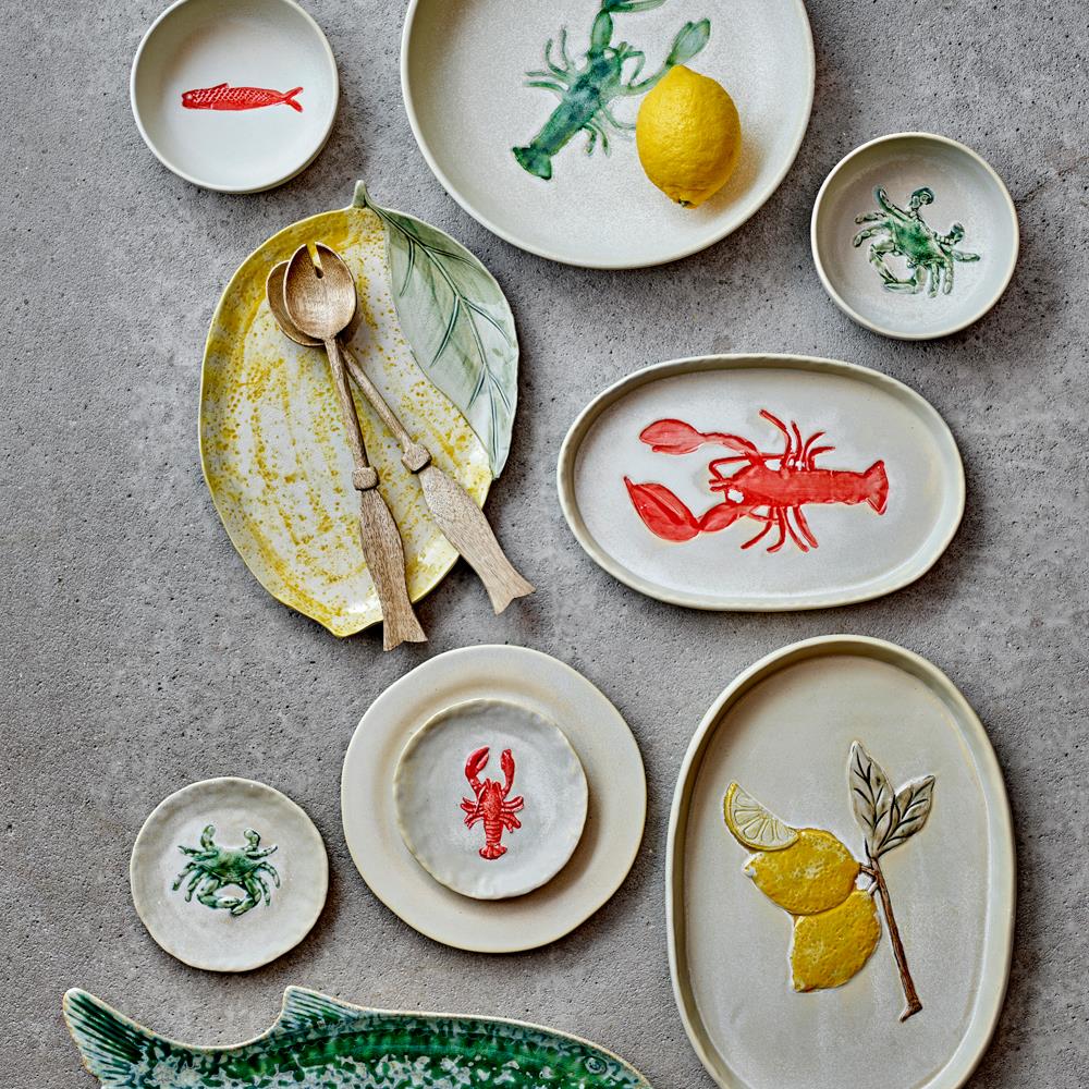Bloomingville Hadden Teller 4er Set 13 cm Steingut grün Krebs
