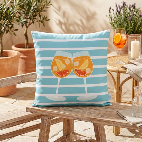 BOLTZE Kissen Summer Spritz 45x45 cm - Sommerliches Deko-Kissen Orange/Türkis/Weiß