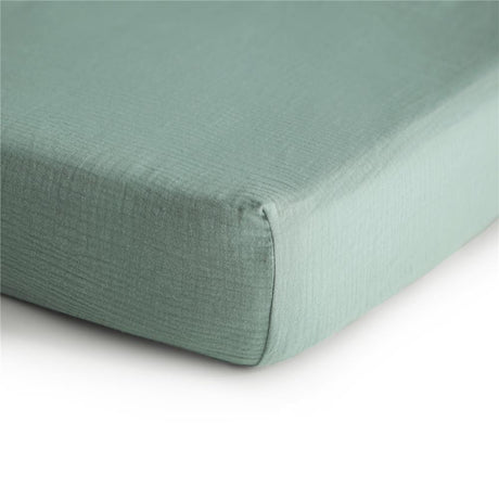 Mushie Musselin-Kinderbettlaken, Roman Green, 100x40cm Spannbettlaken