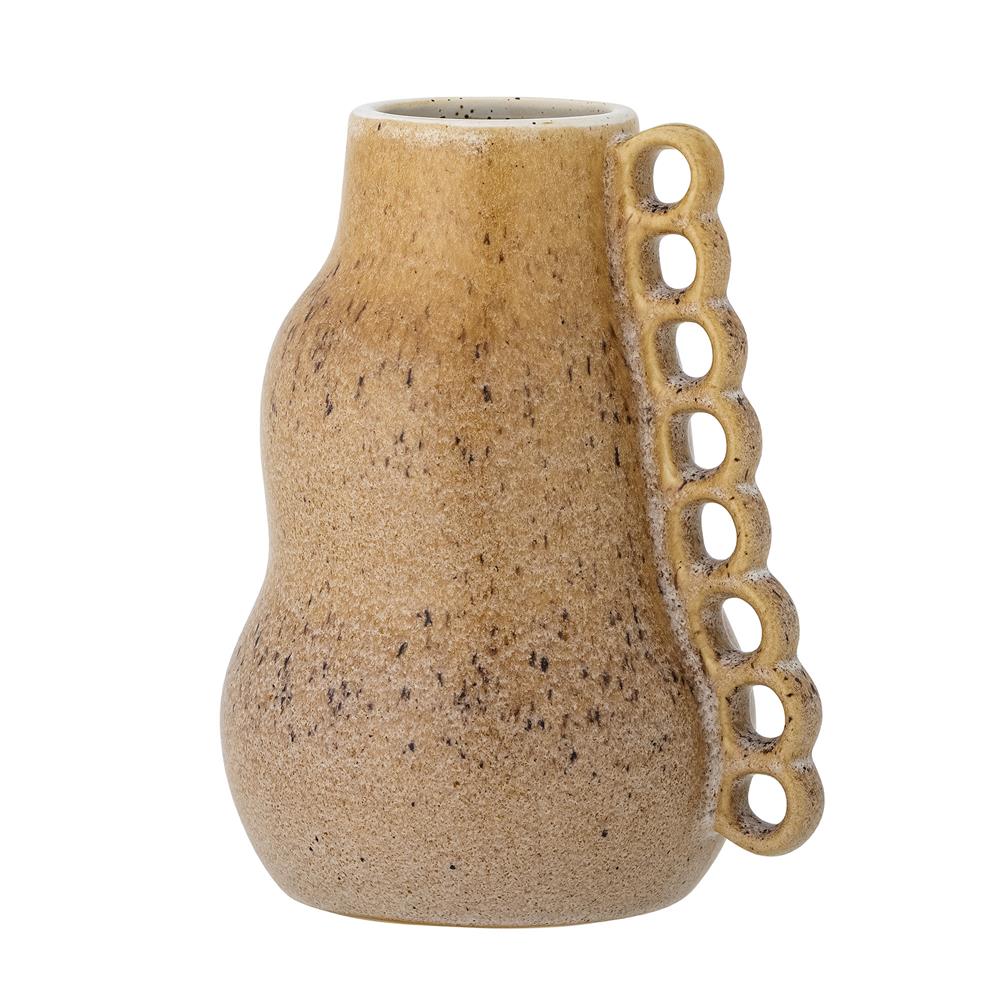 Bloomingville Souri Vase braun D19 cm aus Steingut – dekorative Vase für Wohnzimmer & Tischdeko