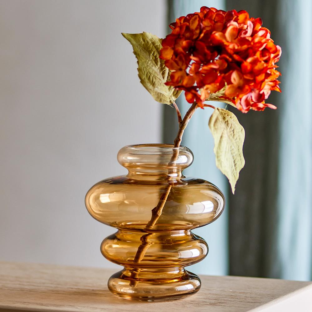 Bloomingville Kayn Vase gelb - skulpturale Glasvase für Wohnzimmer & Dekoration