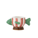 Bloomingville Codia Teelicht- & Kerzenhalter, Pink, Steingut, Fischform, handbemalt, 13 cm